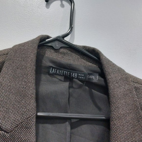 Lafayette 148 Brown Textured Open Front Wool Blazer Size 14 - Picture 2 of 9